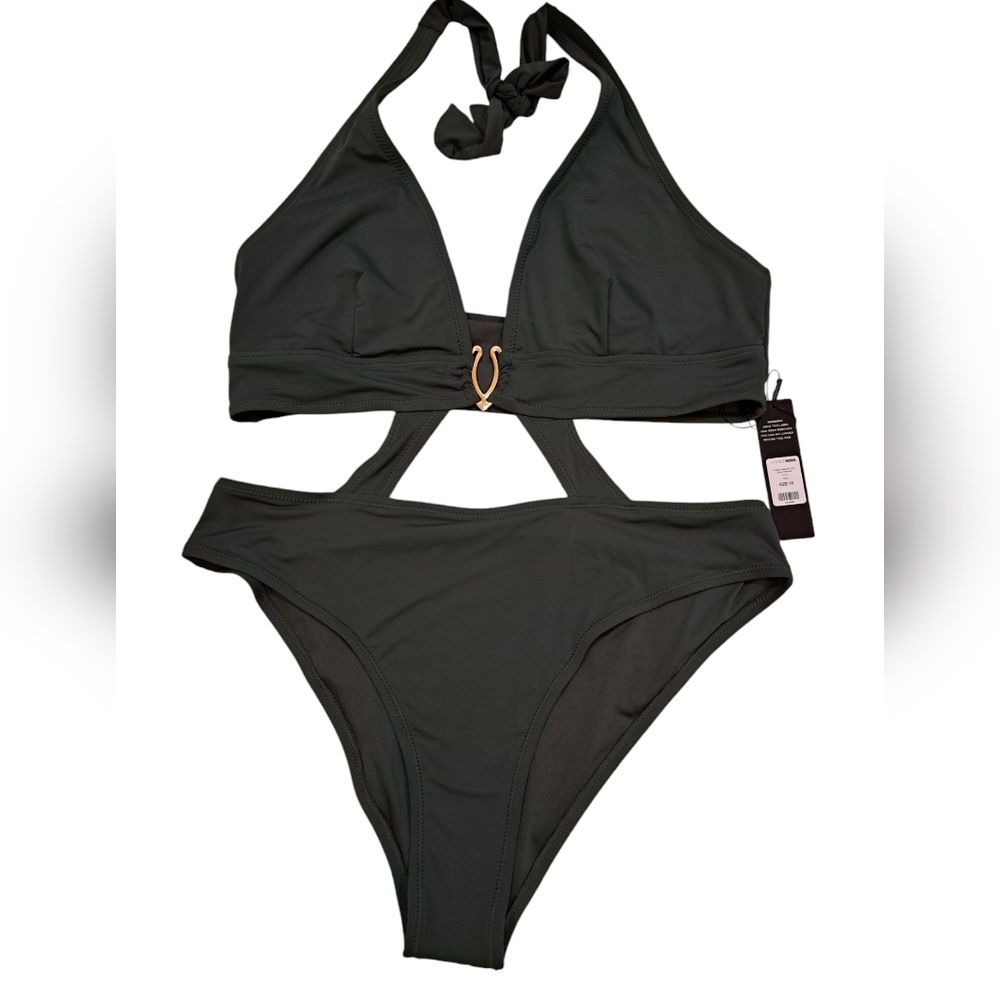 Fashion Nova Green Dreams Cutout One Piece Swimsuit 1X.